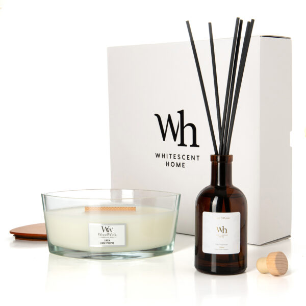 מארז מתנה – נר אליפסה ומפיץ ריח Reed Box