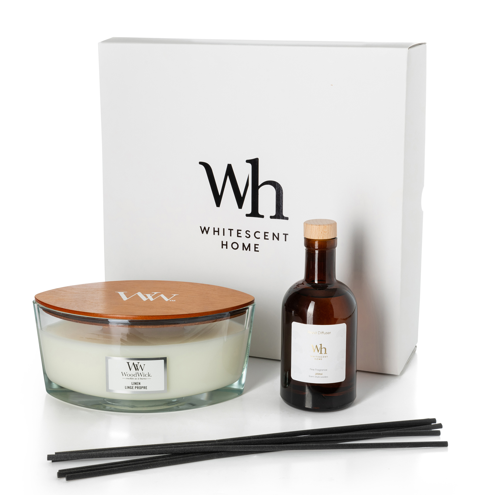 מארז מתנה – נר אליפסה ומפיץ ריח Reed Box