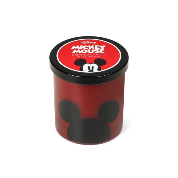 נר עגול אדום עם מכסה מתכת